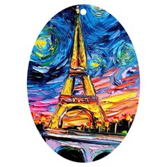 Eiffel Tower Starry Night Print Van Gogh Uv Print Acrylic Ornament Oval by Maspions