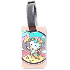 Boy Astronaut Cotton Candy Childhood Fantasy Tale Literature Planet Universe Kawaii Nature Cute Clou Luggage Tag (two Sides) by Maspions