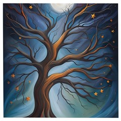 Tree Branches Mystical Moon Expressionist Oil Painting Acrylic Painting Abstract Nature Moonlight Ni Wooden Puzzle Square by Maspions