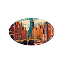 London England Bridge Europe Buildings Architecture Vintage Retro Town City Sticker Oval (100 Pack) by Maspions