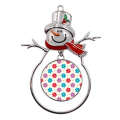 Abstract Art Pattern Colorful Artistic Flower Nature Spring Metal Snowman Ornament by Bedest