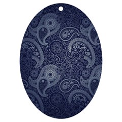 Blue Paisley Texture, Blue Paisley Ornament Uv Print Acrylic Ornament Oval by nateshop