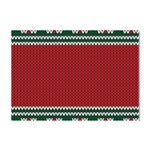 Christmas Pattern, Fabric Texture, Knitted Red Background Crystal Sticker (A4) Front