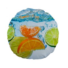 Fruits, Fruit, Lemon, Lime, Mandarin, Water, Orange Standard 15  Premium Round Cushions by nateshop