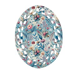 Floral Background Wallpaper Flowers Bouquet Leaves Herbarium Seamless Flora Bloom Oval Filigree Ornament (two Sides) by Maspions
