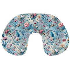 Floral Background Wallpaper Flowers Bouquet Leaves Herbarium Seamless Flora Bloom Travel Neck Pillow by Maspions