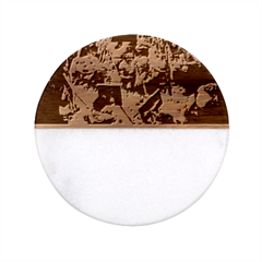 Yb 2vvvvv Zazzle - Digital Postcard - Front Classic Marble Wood Coaster (round)  by xeedeeboyz