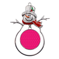Pink Pattern, Abstract, Background, Bright, Desenho Metal Snowman Ornament by nateshop