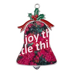 Indulge In Life s Small Pleasures  Metal Holly Leaf Bell Ornament by dflcprintsclothing