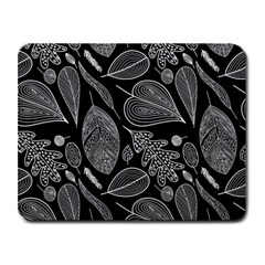 Leaves Flora Black White Nature Small Mousepad by Maspions