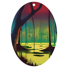 Nature Swamp Water Sunset Spooky Night Reflections Bayou Lake Uv Print Acrylic Ornament Oval by Posterlux