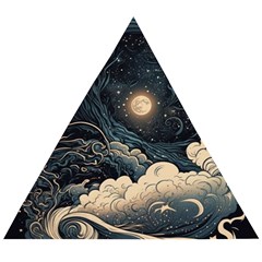 Starry Sky Moon Space Cosmic Galaxy Nature Art Clouds Art Nouveau Abstract Wooden Puzzle Triangle by Posterlux
