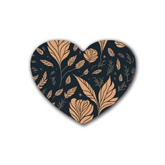 Background Pattern Leaves Texture Rubber Coaster (heart) by Maspions