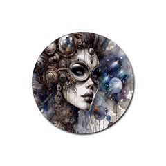 Woman In Space Rubber Round Coaster (4 Pack) by CKArtCreations