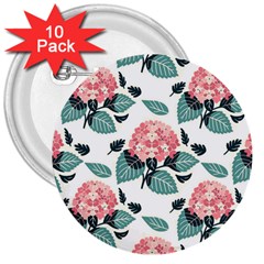 Flowers Hydrangeas 3  Buttons (10 Pack)  by Maspions