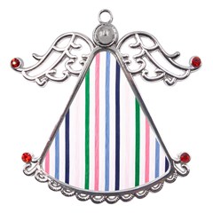 Stripes Pattern Abstract Retro Vintage Metal Angel With Crystal Ornament by Maspions