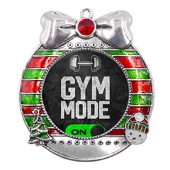 Gym Mode Metal X mas Ribbon With Red Crystal Round Ornament by Store67