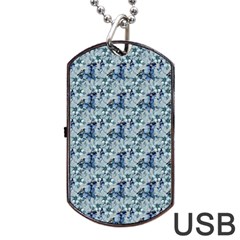 Blue Roses Dog Tag Usb Flash (one Side) by DinkovaArt
