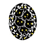 Cat Pattern Pet Drawing Eyes Ornament (Oval Filigree) Front