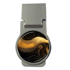 Abstract Gold Wave Background Money Clips (round)  by Maspions