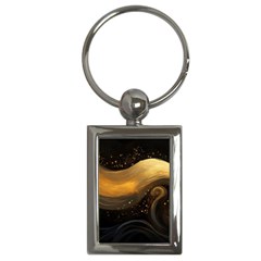 Abstract Gold Wave Background Key Chain (rectangle) by Maspions