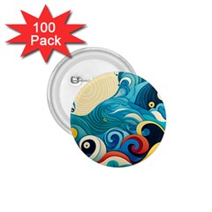 Waves Wave Ocean Sea Abstract Whimsical 1 75  Buttons (100 Pack)  by Maspions