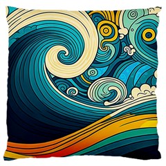 Waves Ocean Sea Abstract Whimsical Art Large Cushion Case (two Sides) by Maspions
