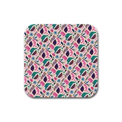 Multi Colour Pattern Rubber Square Coaster (4 Pack) by designsbymallika