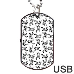 Erotic Pants Motif Black And White Graphic Pattern Black Backgrond Dog Tag Usb Flash (one Side) by dflcprintsclothing