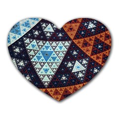 Fractal Triangle Geometric Abstract Pattern Heart Mousepad by Cemarart