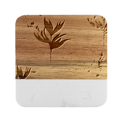 Pink And Blue Floral Marble Wood Coaster (square) by Sparkle