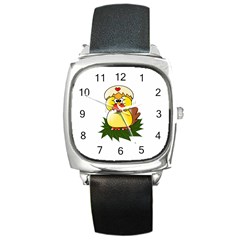 Coming Bird Black Leather Watch (square) by ComingBird